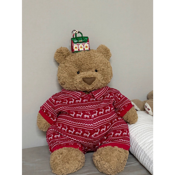 Bartholomew bear cute clothes outfits - christmas red pajamas(medium) - Picture 3 of 3